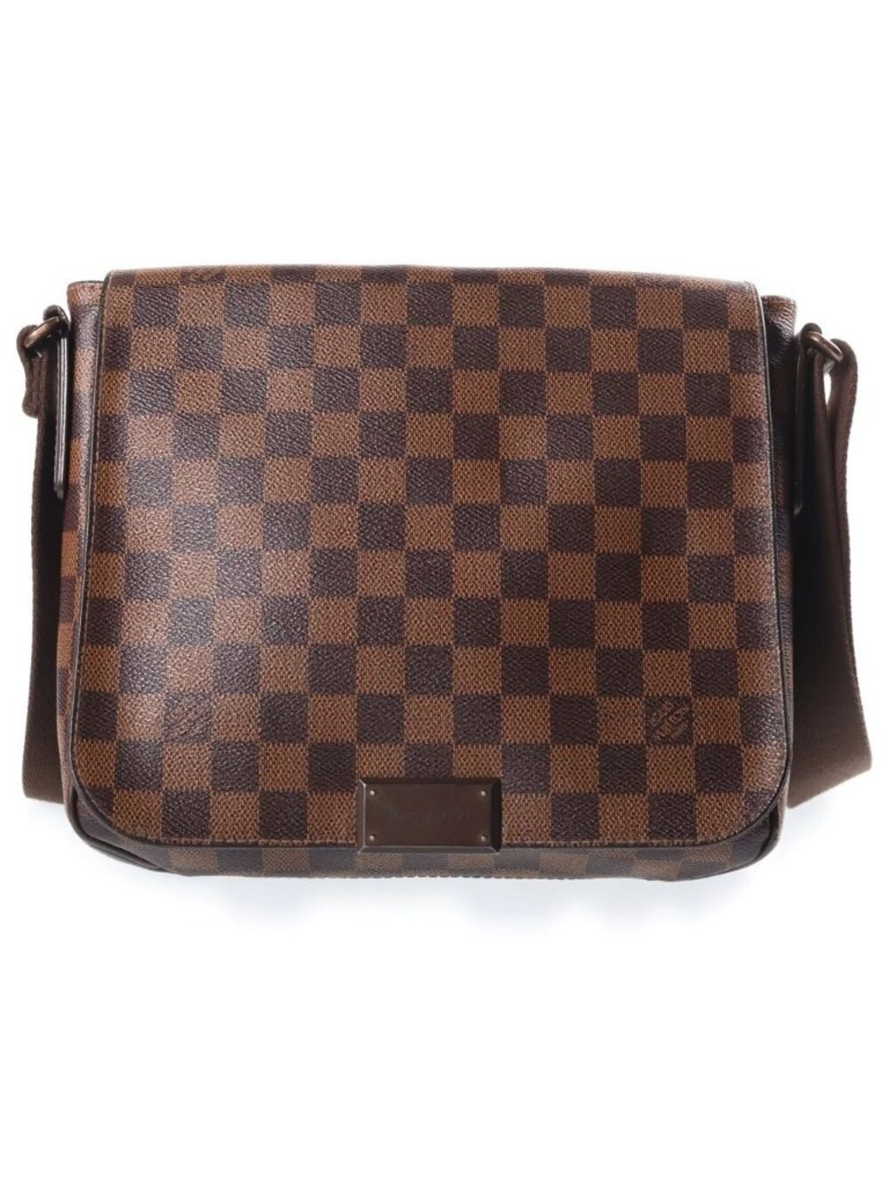 Louis Vuitton Damier District PM Shoulder Bag Brown Leather